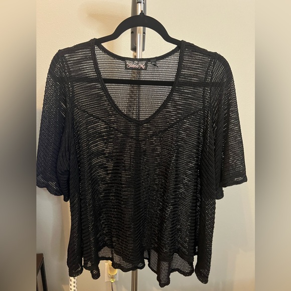 Tattoo Me Black Mesh Grunge Top Woman’s  Size 2X Made in USA - Picture 2 of 14